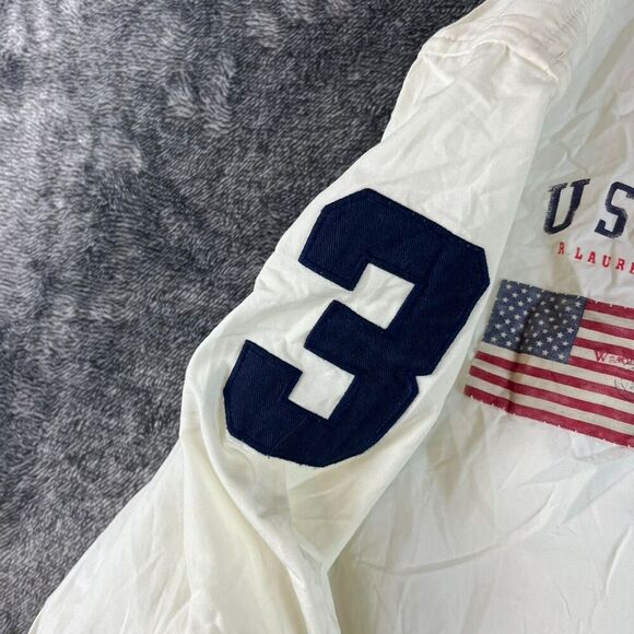 Vtg Polo Ralph Lauren Big Pony Flag Patch Full Zip Jacket Men's L White *Read - Picture 5 of 16